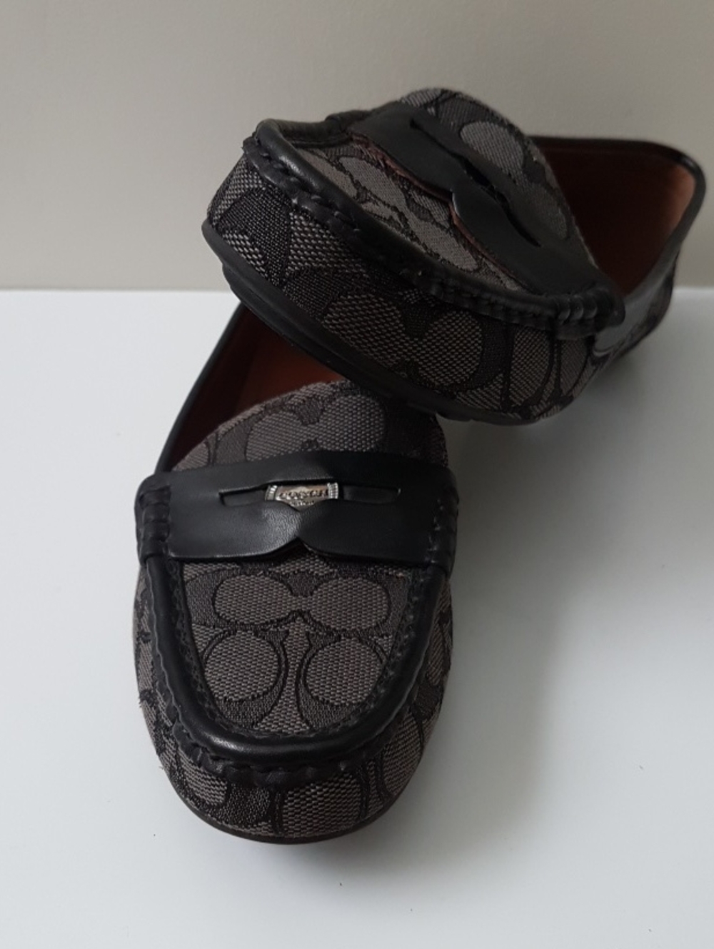 Coach Women's Black Signature Canvas Driving Loafers